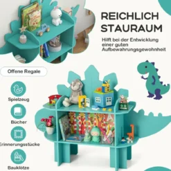 Dinosaurier Bücherregal für Kinder Spielzeug-Aufbewahrungsorganisator mit offenen Regalen