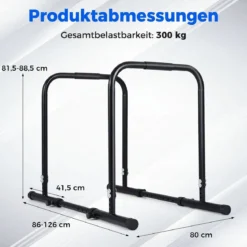 Dip Barren bis 300 kg Belastbar 81,5-88,5 cm Höhenverstellbar 86-126 cm Breitenverstellbar