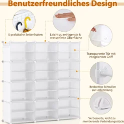 DIY Schuhregal mit 12 Fächern für 48 Paar Schuhe & Stiefel Kunststoff Schuhschrank Schuh Organizer Weiß