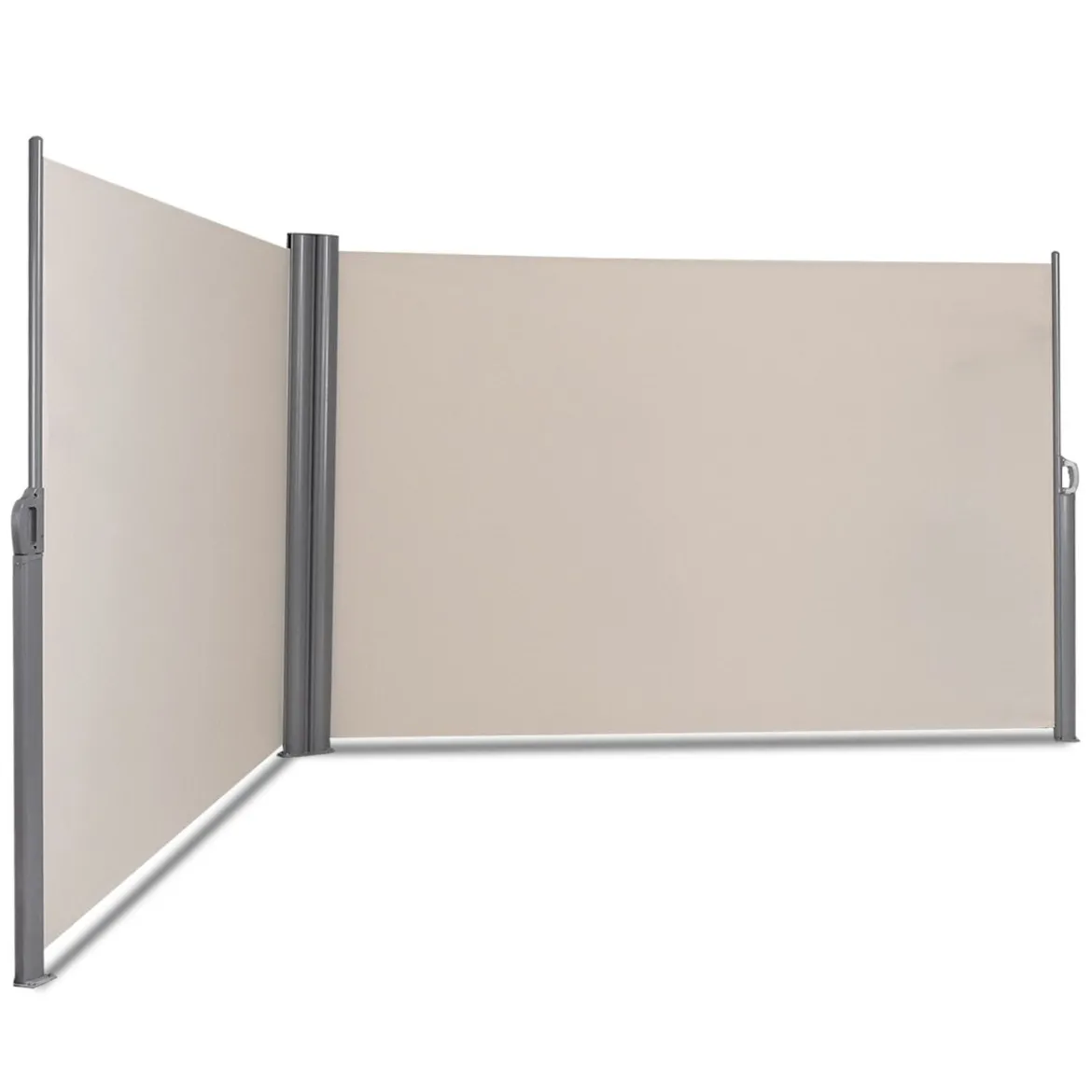 Doppelseitenmarkise Ausziehbare Seitenmarkise Markise Sichtschutz für Garten Beige 6 x 1,8 m