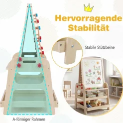 Doppelseitiger Staffelei Holz Kinderstaffelei mit Magnetischem Whiteboard für Kinder ab 3 Jahren
