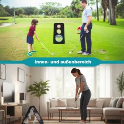 Doppelseitiges Golf-Chipping-Netz mit 5 Zielöffnungen & Dreieckige Struktur & Oxford Gewebe Ziel-Trainingssystem