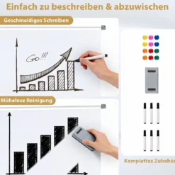 Doppelseitiges Höhenverstellbares Whiteboard mit Rollen & Ständer & Stiftablage Weiß