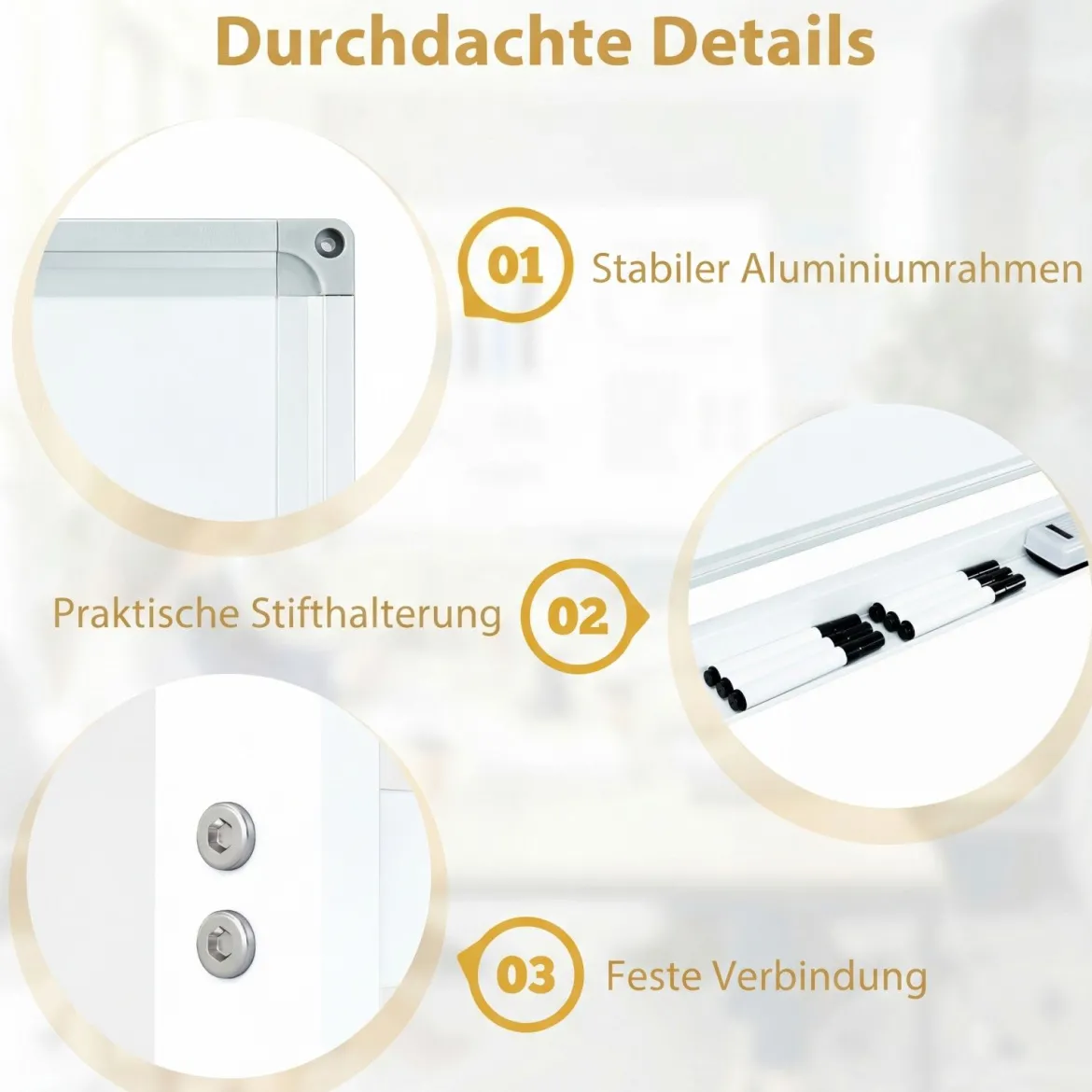 Doppelseitiges Höhenverstellbares Whiteboard mit Rollen & Ständer & Stiftablage Weiß