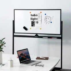 Doppelseitiges magnetisches mobiles Whiteboard mobile rollende Weißwandtafel für Büro Schwarz