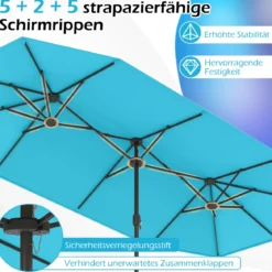 Doppelsonnenschirm mit Ständer Sonnenschirm UPF 50+ Gartenschirm 400 x 200 cm