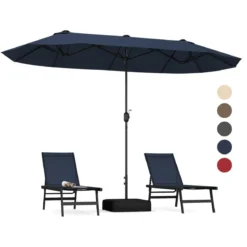 Doppelsonnenschirm mit Ständer Sonnenschirm UPF 50+ Gartenschirm 400 x 200 cm