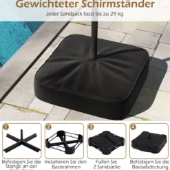 Doppelsonnenschirm mit Ständer Sonnenschirm UPF 50+ Gartenschirm 400 x 200 cm
