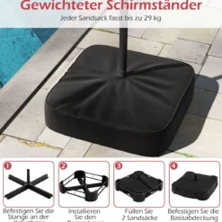 Doppelsonnenschirm mit Ständer Sonnenschirm UPF 50+ Gartenschirm 400 x 200 cm