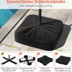 Doppelsonnenschirm mit Ständer Sonnenschirm UPF 50+ Gartenschirm 400 x 200 cm