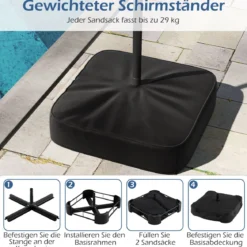 Doppelsonnenschirm mit Ständer Sonnenschirm UPF 50+ Gartenschirm 400 x 200 cm