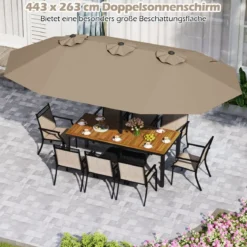 Doppelsonnenschirm mit Ständer & UPF 50+ & Kurbel Sonnenschirm Gartenschirm 443 x 263 cm