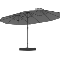 Doppelsonnenschirm mit Ständer & UPF 50+ & Kurbel Sonnenschirm Gartenschirm 443 x 263 cm