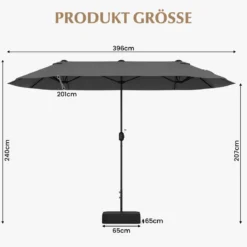 Doppelsonnenschirm mit Ständer & UPF 50+ & Kurbel Sonnenschirm Gartenschirm Marktschirm