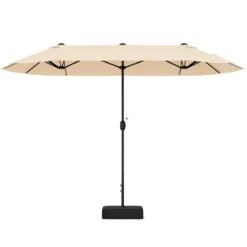 Doppelsonnenschirm mit Ständer & UPF 50+ & Kurbel Sonnenschirm Gartenschirm Marktschirm