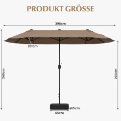 Doppelsonnenschirm mit Ständer & UPF 50+ & Kurbel Sonnenschirm Gartenschirm Marktschirm
