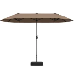Doppelsonnenschirm mit Ständer & UPF 50+ & Kurbel Sonnenschirm Gartenschirm Marktschirm