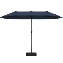 Doppelsonnenschirm mit Ständer & UPF 50+ & Kurbel Sonnenschirm Gartenschirm Marktschirm