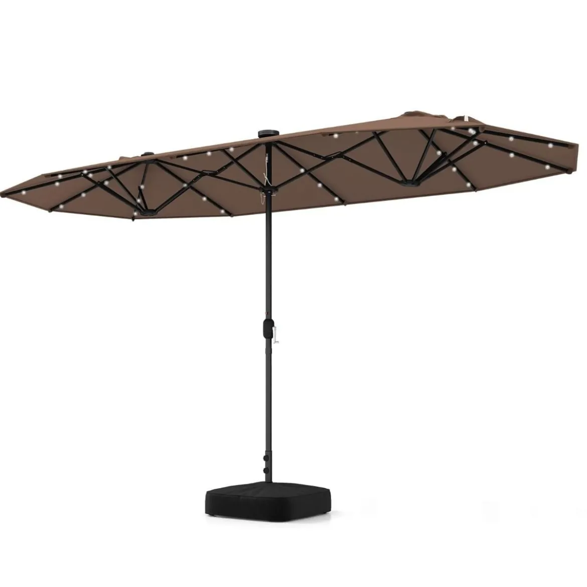 Doppelsonnenschirm mit Ständer & LED-Leuchten & UPF 50+ Sonnenschirm Gartenschirm