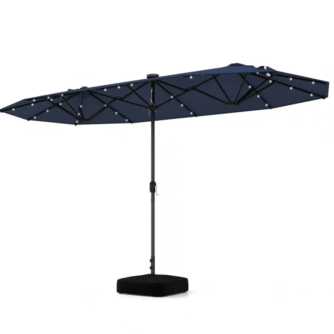 Doppelsonnenschirm mit Ständer & LED-Leuchten & UPF 50+ Sonnenschirm Gartenschirm
