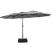 Doppelsonnenschirm mit Ständer & Kurbel & UPF 50+ Gartenschirm 451,5 x 264 cm Grau