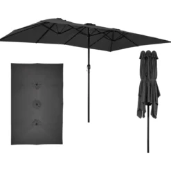 Doppelsonnenschirm 430 x 276 x 260 CM Extra Großer Gartenschirm mit 12 Rippen Ohne Ständer