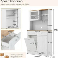 Doppeltüriger Küchenschrank mit Aufsatz Freistehender Müllschrank Kippschrank Buffet