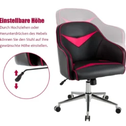 Drehbarer Bürosessel mit Verstellbarer Höhe & Neigungswinkel Rot + Schwarz