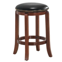 Drehhocker Barhocker gepolsterter Rundhocker Bistrohocker Barstuhl 49 x 49 x 61 cm Braun + Schwarz