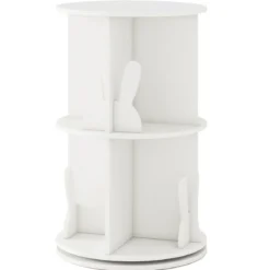Drehrbares Bücherregal Kinder Kinderregal mit 2 Ebenen & Hasen-Trennwänden 360 Grad 40 x 40 x 65cm Weiß