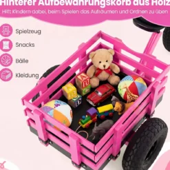 Dreirad Kinderfahrrad bis 91 kg Belastbar mit Verstellbarem Sitz & Lenker für Kinder ab 3 Jahren Rosa