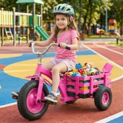 Dreirad Kinderfahrrad bis 91 kg Belastbar mit Verstellbarem Sitz & Lenker für Kinder ab 3 Jahren Rosa