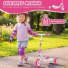 Dreirad Kinderroller mit Led-rädern Tretroller & Rutschfester Trittfläche 20 kg Belastbar Rosa