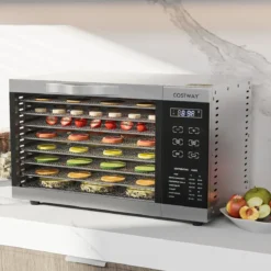 Dörrgerät mit 8 Gittertabletts & 0–70°C Temperaturregelung & Überhitzungsschutz Dörrautomat
