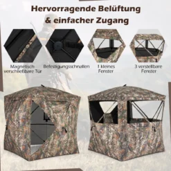 270° durchsichtiger Tarnzelt Pop-Up Jagdzelt aus robust Oxford für 2-3 Personen tragbares Tarnzelt Tarnmuster