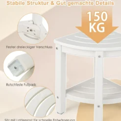 Duschbank mit Ablage Sitzbank Eck-Duschhocker 32,5 x 32,5 x 43,5 cm Weiß
