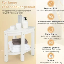 Duschbank mit Ablage Sitzbank Eck-Duschhocker 32,5 x 32,5 x 43,5 cm Weiß