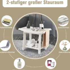 Duschbank Wasserdichter Duschhocker mit Gebogenem Sitz 60,5 x 34 x 48 cm Weiß