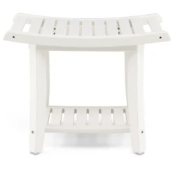 Duschbank Wasserdichter Duschhocker mit Gebogenem Sitz 60,5 x 34 x 48 cm Weiß