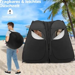 Duschzelt 230 cm Langes Doppelzimmer-Zelt Übergroßes Pop-Up-Duschzelt Schwarz