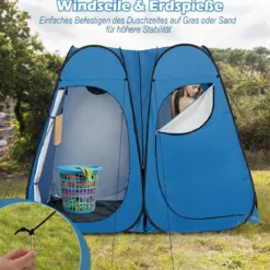 Duschzelt 230 cm Langes Doppelzimmer-Zelt Übergroßes Pop-Up-Duschzelt Blau