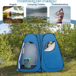 Duschzelt 230 cm Langes Doppelzimmer-Zelt Übergroßes Pop-Up-Duschzelt Blau