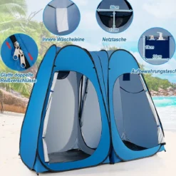 Duschzelt 230 cm Langes Doppelzimmer-Zelt Übergroßes Pop-Up-Duschzelt Blau