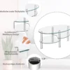 3 Ebenen Glastisch mit Modernem Ovalen Design Dreistufigem Regal Transparent