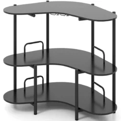 3 Ebenen Küche Bartisch mit Glashalter & Metallrahmen Hausbar Küchentheke Minibar