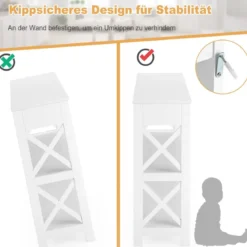 3 Ebenen Konsolentisch mit Schublade & 2 Ablagen & X-Förmigen Beinen