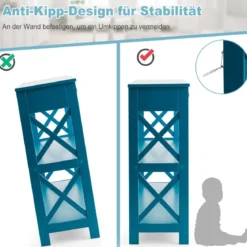 3 Ebenen Konsolentisch mit Schublade & 2 Ablagen & X-Förmigen Beinen