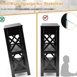 3 Ebenen Konsolentisch mit Schublade & 2 Ablagen & X-Förmigen Beinen