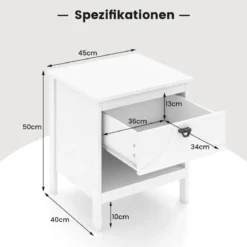 2 Ebenen Nachttisch mit Schublade & Offenem Regal Beistelltisch Holz Nachtschrank Sofatisch