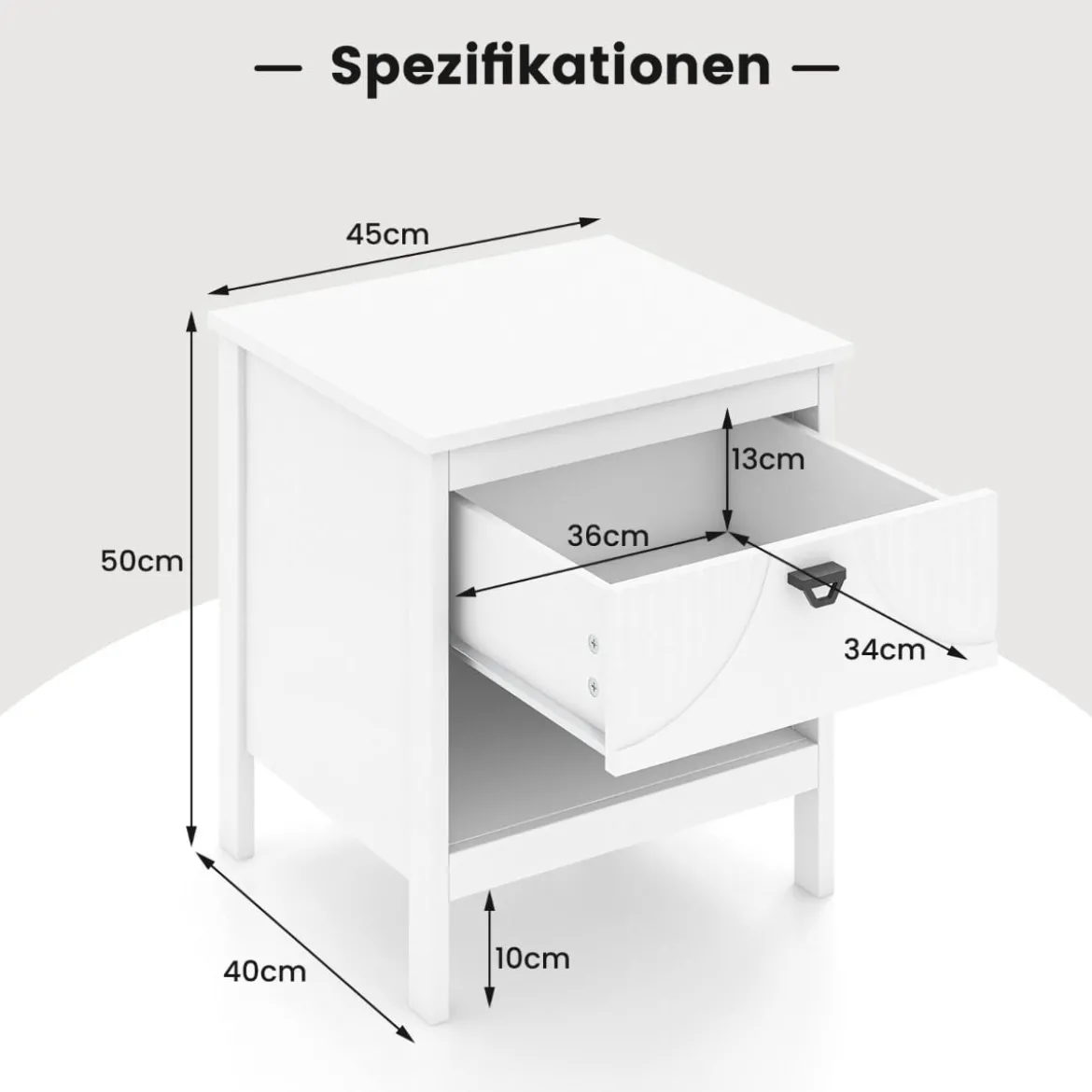 2 Ebenen Nachttisch mit Schublade & Offenem Regal Beistelltisch Holz Nachtschrank Sofatisch